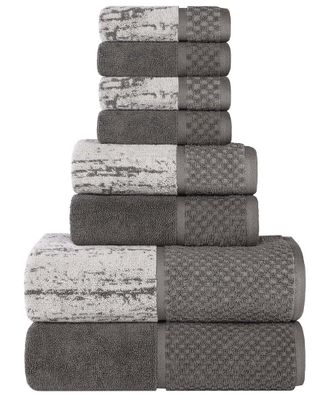 Superior Lodie Cotton Plush Jacquard Solid & Two-Toned 8Pc Towel Set