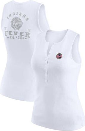 WEAR by Erin Andrews Womens WEAR by Erin Andrews White Indiana Fever Rib-Knit Henley Tank Top at Nordstrom, Size X-Large