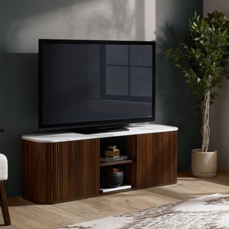 Birlea Kagu Large TV Unit Fluted Ribbed Walnut & Marble effect