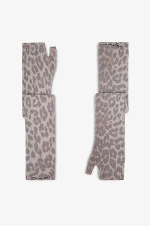 Ganni Brown Printed Wool Knit Warmers