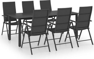 vidaXL Juego De Comedor Para Jard&iacute;n 7 Piezas Negro Vidaxl