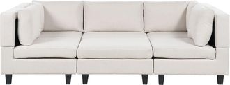 Beliani Modular U-Shape Sofa 5 Seater UNSTAD Fabric Light Beige with Ottoman