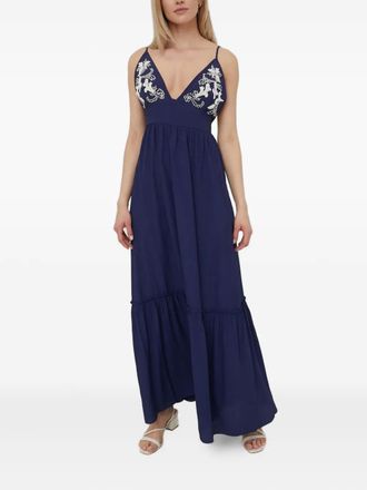 Beatrice. B embellished tiered maxi dress - women - Acetate/Silk - 36 - Blue