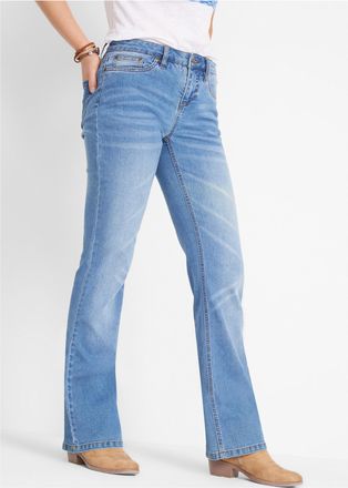 Bonprix Bootcut-Jeans BONPRIX, Damen, Gr. 44, N-Gr, blau (hellblau used), Denim/Jeans, Obermaterial: 82% Baumwolle, 17% Polyester, 1% Elasthan, unifarben, reg