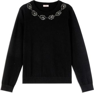 Oltre Jersey con bordado de pedrer&iacute;a - Knitwear - Mujer - Negro - 2XL