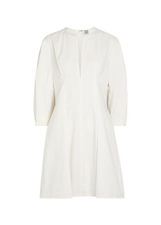 Toteme Balloon-sleeve Pleated Cotton-poplin Mini Dress - White - 42 (UK14 / L)