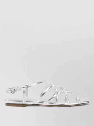 Aeyde anisa metallic flat sandals open toe