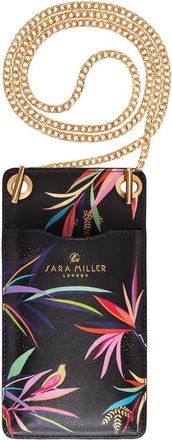 Sara Miller Phone Crossbody Pouch, Wallet with Card Holders, Womens Travel Bag with Chain Strap, Bamboo Black