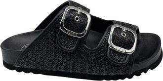 Scholl Noelle Slider - Dames - Sandalen - Zwart - 39 EU - Leer - Schoenen