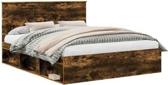 vidaXL Estructura De Cama Con Cabecera Roble Ahumado 160 X 200 Cm Vidaxl