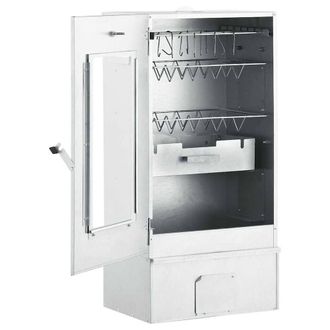 Berkfield Home Durable BBQ Oven Smoker with Table Galvanised Steel in Silver
