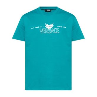 Versace T-Shirts, male, Blue, Size: XL Logo T-Shirt