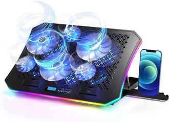 OEM Base De Refrigeraci&oacute;n Para Port&aacute;til, Iluminaci&oacute;n Rgb, 6 Ventiladores, Compatible Con Port&aacute;tiles De 15,6 A 17,3 Pulgadas