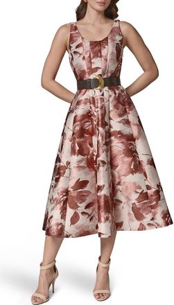 DKNY Pleat Fit & Flare Midi Dress in Desrt Rose at Nordstrom, Size 14