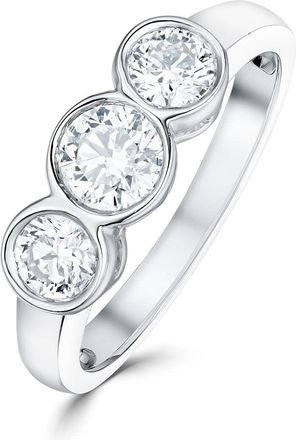 The Diamond Store Certified 1.05CT 18K White Gold Brilliant Diamond Rubover Trilogy Ring - SIZE O