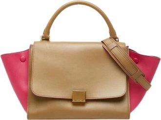 Celine Pre-owned Handbags, female, Beige, Size: ONE SIZE Pre-owned Trapeze Small Leather 2way Bag