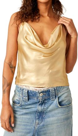 Free People Sunset Shimmer Woven Cami Top In Gold
