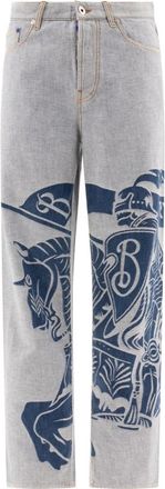 Burberry EKD Motif Straight-Leg Oversized Fit Jeans, Size 34
