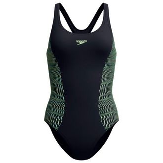 Speedo Placement Muscleback Badeanzug f&uuml;r Damen | schwarz