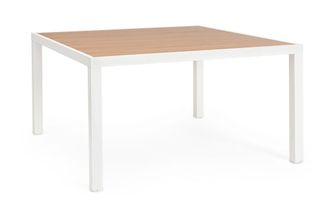 BIZZOTTO Mesa de aluminio blanco de 136x136 con listones