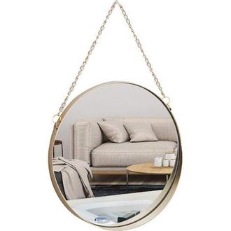 OEM Espejo Colgante, 25 X 25 Cm, Redondo, Para Ba&ntilde;o, Con Marco De Lat&oacute;n Y Cadena Para Colgar, Estilo Sencillo [tama&ntilde;o Peque&ntilde;o]