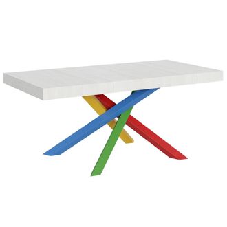 Itamoby Mesa extensible 90x180/284 cm efecto madera fresno blanco, hierro