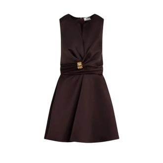 Elisabetta Franchi Duchess Satin Jurk - Dames - Korte kleedjes - Bruin - 2XL - Polyester - Kleedjes