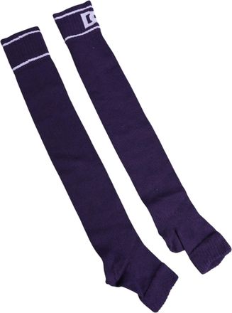 Dolce & Gabbana Purple Cotton Dg Logo Print Open Toe Socks Polyester Elastane Clothing