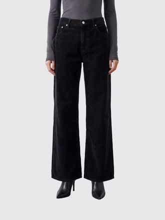 Haikure Pantaloni straight Korea in velluto a coste a vita alta