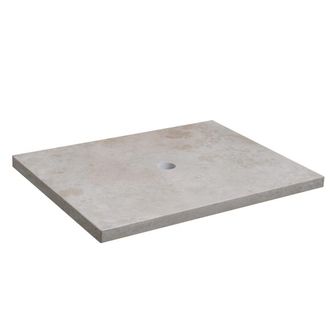 Saniclass Travertine Topblad - 60x46cm - zonder kraangaten - 1 sifon-uitsparing - gemeleerd natuursteen