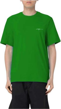 Msgm Groene Katoenen T-Shirt voor Mannen - Heren - T-shirts - Groen - M - Katoen - Tops