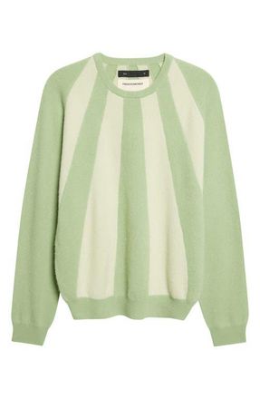 Frenckenberger Mini Sunbeam Stripe Cashmere Crewneck Sweater in Green/Pastel Green at Nordstrom, Size X-Large