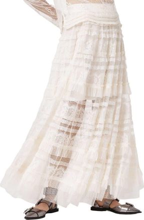 AllSaints Arlea Lace & Tulle Skirt in Antique White at Nordstrom, Size 10 Us