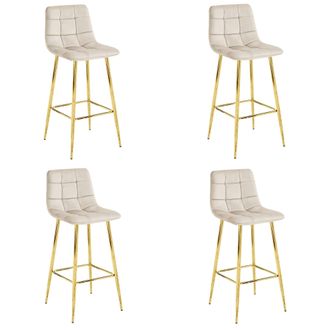 OEM Taburete Arceto - Terciopelo Beige / Patas Doradas X 4