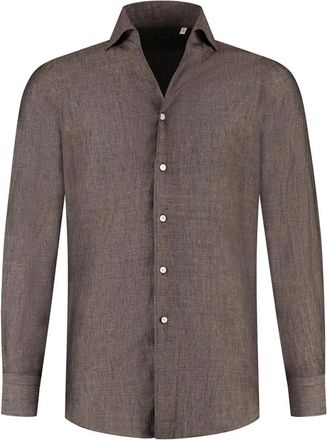 Finamore Camicia in lino - Marrone