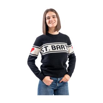 MC2 Saint Barth Round-neck Knitwear, female, Black, Size: L NEW Queen Sweatshirt