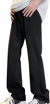 Generic Jeans for Men UK Bootcut Denim Trousers Vintage Wash Plain Jean Trouser Baggy Wide Leg Bottoms Comfy Stretch Pants Smart Casual Lounge Pant with Pocke