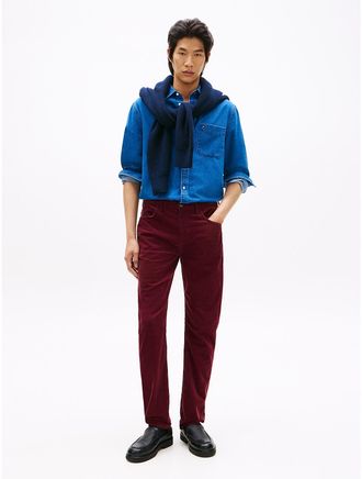 Tommy Hilfiger Mens Straight Fit Stretch Corduroy Pant - Red - 32W x 30L