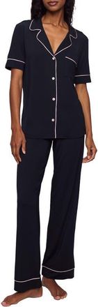 Eberjey Gisele Short Sleeve Pant Pajamas in Black/Sorbet Pink at Nordstrom, Size X-Large