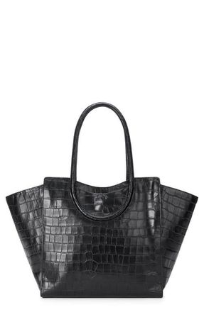 Staud Maude Tote Bag in Black Croco at Nordstrom