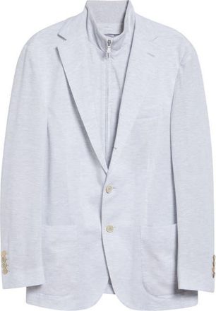Eleventy Cotton & Linen Sport Coat with Removable Bib in Light Melange Gray at Nordstrom, Size 38 Us