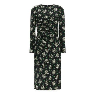 Dolce & Gabbana Midi Dresses, female, Black, Size: L Floral Print Charmeuse Midi Dress