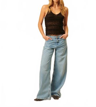 John & Jenn Otis Crochet Scoop Neck Tank Top In Caviar