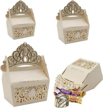 OEM Cajas De Regalo Con 25 Caramelos, Cajas De Papel Con Forma De Corona Para Bodas Y Baby Showers