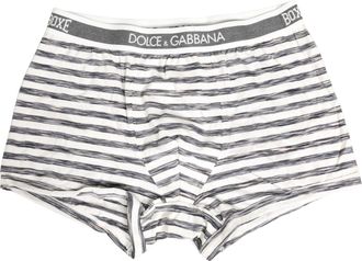 Dolce & Gabbana Gray White Stripes Men Regular Boxer Underwear Cotton Elastane Clothing