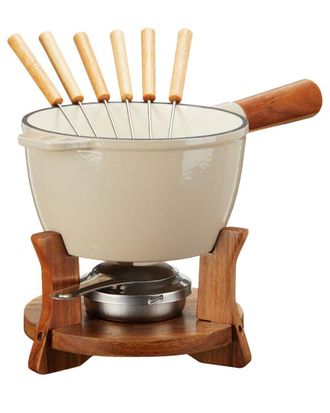 Twine Beige & Wood Cast Iron Fondue Set
