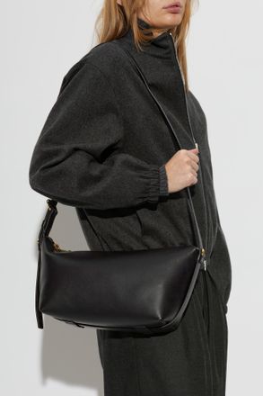 Moschino Leather Shoulder Bag With Logo, Womens, Black