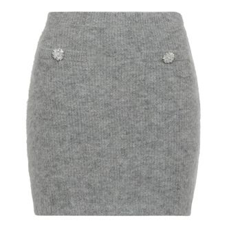 Self Portrait Rokken, Dames, Grijs, S, Wol, Knit Mini Skirt