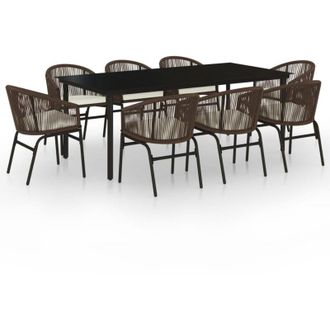 vidaXL Juego De Comedor De Jard&iacute;n 9 Piezas Marr&oacute;n Vidaxl