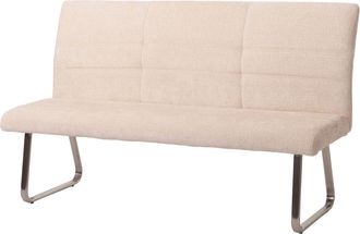 Hhg Panca Hhg 221, Panchina Sala Da Pranzo, Acciaio Inox Spazzolato Stoffa/tessuto Ciniglia Oeko-tex, 180cm, Avorio